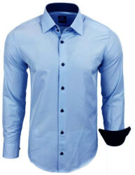 RUSTY NEAL cămașă bărbați R-44 cu mânecă lungă, slim fit Albastru deschis 6XL