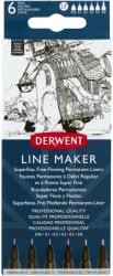 Derwent Liner DERWENT Professional, 6 dimensiuni, varf subtire si uscare rapida, 6 buc/set, negru (DW-2305559)