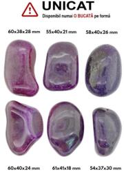Palm Stone Agata Colorata Violet Naturala - 54-60 x 37-41 x 18-28 mm - (XXL) - Unicat