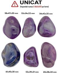Palm Stone Agata Colorata Violet Naturala - 52-65 x 34-47 x 20-30 mm - (XXL) - Unicat