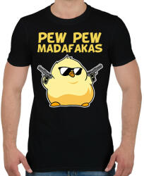 printfashion Pew Pew madafakas csirke - Férfi póló - Fekete (6318287)