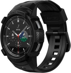 Samsung Galaxy Watch 4 Classic (46mm) SM-R890, Szilikon védőkeret, ütésálló, szíjjal, Spigen Rugged Armor Pro, fekete - tok-shop