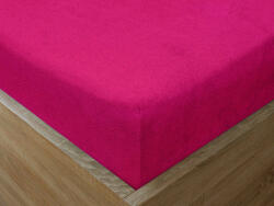 Goldea cearceafuri de pat din terry cu elastic - roșu fucsia 180 x 200 cm
