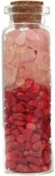  Pietre semipretioase Coral si Cuart Roz, piatra protectie dragoste, sticla cilindrica decor 40g