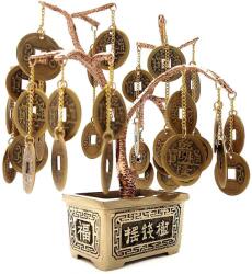  Copac cu bani monede chinezesti, metal de calitate, 15 cm auriu