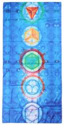 Prosop cu simbolul chakrelor, atingere delicata din microfibra, pentru plaja sau yoga pilates, 150 cm albastru