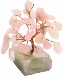  Copacei decorativi Cuart Roz, piatra iubirii pure, cristale naturale si suport pietre semipretioase, 8 cm Figurina