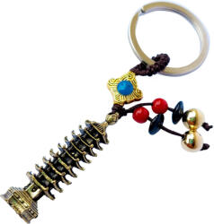  Breloc Pagoda celor 9 elemente, amuletă feng shui pentru educație și înțelepciune, metal solid vintage 9 cm