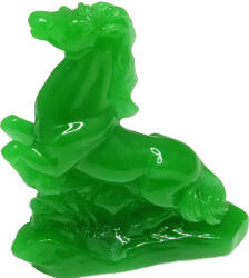  Cal jad in doua picioare, statueta feng shui pentru reusite si victorii, verde