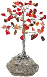  Copacei decorativi Coral, Carneol si Jasp rosu, pietre contra energiilor negative, cristale pe suport piatra naturala, handmade 14 cm rosu Figurina