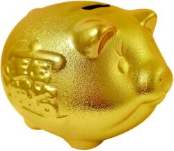 Pusculita porcusor pentru bani, obiect feng shui cu ideograme pentru cresterea veniturilor, 14 cm auriu
