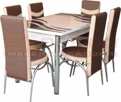  Трапезен комплект Кафяв, трапезна маса с 6 броя столове