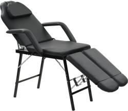 vidaXL hordozható fekete műbőr arckezelő szék 185 x 78 x 76 cm (110161) - vidaxl