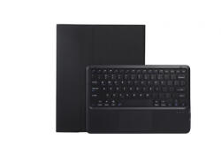 Samsung SM-X700, SM-X706 Galaxy Tab S8 tablet fliptok, erősített, TPU, bluetooth-os billentyűzettel, stylus kivágással és érintőpaddal, fekete