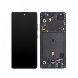 Samsung A516 Galaxy A51 5G LCD Kijelző+Érintőüveg+Előlap Keret, Fekete (GH82-23100A, GH82-23124A) Service Pack