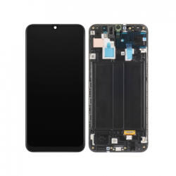 Samsung A305 Galaxy A30 LCD Kijelző+Érintőüveg+Előlap Keret, Fekete, Black (GH82-19202A, GH82-19725A) Gyári, Service Pack