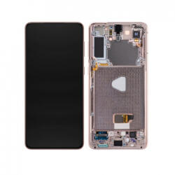 Samsung G996 Galaxy S21+ 5G, S21 Plus 5G LCD Kijelző+Érintőüveg+Keret+Előlapi kamera, Lila, Violet (GH82-24554B, GH82-24553B, GH82-27268B) Gyári, Service Pack