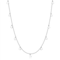 Ekszer Eshop 925 ezüst, hosszú nyaklánc - vékony lánc, csillagok, körök, rugós gyűrű zár