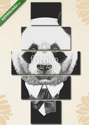 Többrészes Vászonkép, Premium Kollekció: Portrait of Panda in suit. Hand drawn illustration. (135x70 cm, S01)
