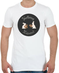 printfashion Kellemes Húsvétot - Aranyozott nyuszikkal - Férfi póló - Fehér (6332965)