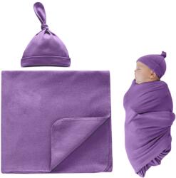Kidizi Set paturica si bentita din bumbac pentru nou-nascut Kidizi, Purple (5949221107714) Lenjerii de pat bebelusi‎, patura bebelusi