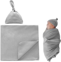 Kidizi Set paturica si caciulita din bumbac pentru nou-nascut Kidizi, Grey (5949221107691)