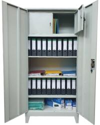 Plus Mobilier Fiset metalic Premium Asamblat 3 rafturi si seif cu picioare 900x400x1920 cm (LxlxH), 50 kg/polita, PLUS gri Fiset metalic 2 3 50 kg Da 900x400x1920 (61003954) Dulap arhivare