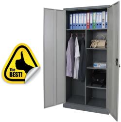 +Plus Mobilier Vestiar Fiset metalic 4 polite, spatiu haine cu bara si picioare, 900x400x1920 mm (LxlxH), 60 kg/polita, Asamblat, PLUS gri Dulap metalic 2 4 60 kg Da Otel 900x400x1920 (61003968)