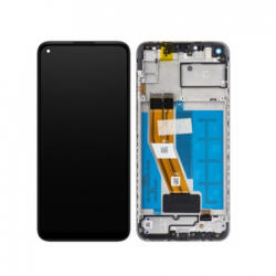 Samsung A115 Galaxy A11 LCD Kijelző+Érintőüveg+Előlap Keret, Fekete, Black (GH81-18760A) Gyári, Service Pack