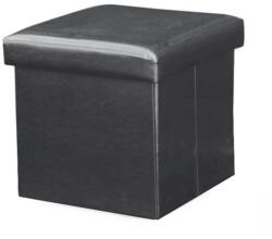 Mobikon Taburet pliabil piele ecologica neagra Tela 40x40x37 cm (0000191889)