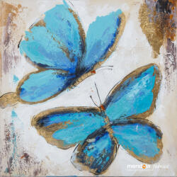 MENDOLA Tablou Pictat Manual Butterfly Albastru, 40*40 Cm, Fsc 100%