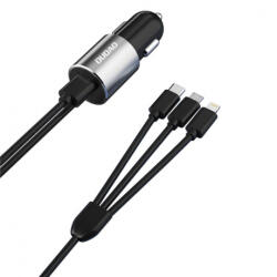 Dudao R5Pro autoincarcator + cablu Lightning / USB-C / Micro USB 3.4A, negru (R5ProN black)