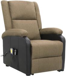 vidaXL Fotoliu de masaj cu ridicare, gri taupe, material textil (329521)