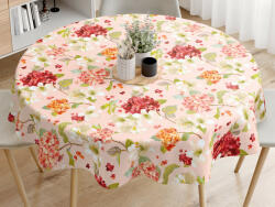 Goldea dekoratív asztalterítő loneta - tavaszi virágok - kör alakú Ø 140 cm