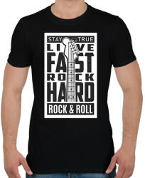 printfashion Stay true, Live fast, Rock hard, Rock & Roll - fekete - Férfi póló - Fekete (6372966)