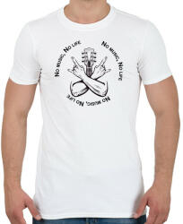 printfashion No music, No life - Gitáros minta - Férfi póló - Fehér (6369669)