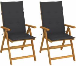vidaXL 2 db dönthető tömör akácfa kerti szék párnákkal (3064059)