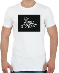 printfashion Happy Easter - Vonallal nyúl - Férfi póló - Fehér (6330214)