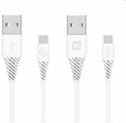 SWISSTEN Data kábel Textile USB / USB-C 1.5 m, fehér (71504400)
