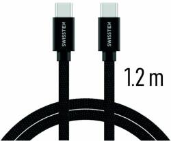 SWISSTEN Adatkábel Swissten textil s USB-C konnektorral és gyorstöltés támogatással 1, 2 m, fekete (71527201)