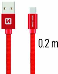 SWISSTEN textil adatkábel USB-C konnektorral és gyorstöltés támogatással, piros (71521106)
