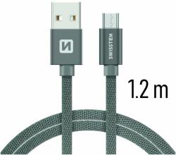 SWISSTEN Adatkábel Swissten textilMicro-USB konnektorral és gyorstöltés támogatással 1, 2 m, szürke (71522202)