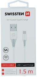 SWISSTEN Adatkábel Swissten USB / USB-C 1, 5 M és szupergyors töltés támogatással 5A, fehér (71504431)