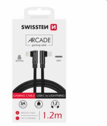 SWISSTEN Adatkábel Swissten USB-C/Lightning textil, gyorstöltés támogatással, fekete (71529900)