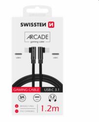 SWISSTEN Adatkábel Swissten USB-C/USB-C textil, gyorstöltés támogatással, fekete (71528800)