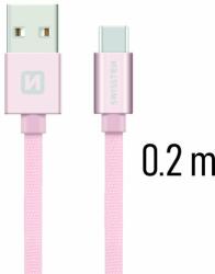 SWISSTEN Adatkábel Swissten textil s USB-C konnektorral gyorstöltéssel, Rose Gold (71521105)