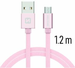 SWISSTEN Adatkábel Swissten textil Micro-USB konektorom gyorstöltéssel, Rose Gold (71522205)