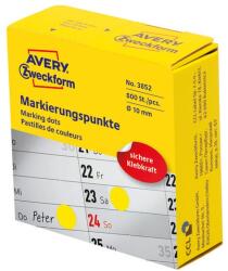 AVERY Etikett AVERY 3852 öntapadó jelölőpont adagoló dobozban sárga 10mm 800 jelölőpont/doboz (3852) - homeofficeshop