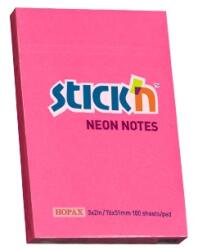 STICK N Öntapadó jegyzettömb STICK`N 76x51mm neon pink 100 lap (21161)