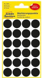 AVERY Etikett AVERY 3003 jelölőpont 18 mm fekete 96 címke/doboz 4 ív/doboz (3003) - homeofficeshop
